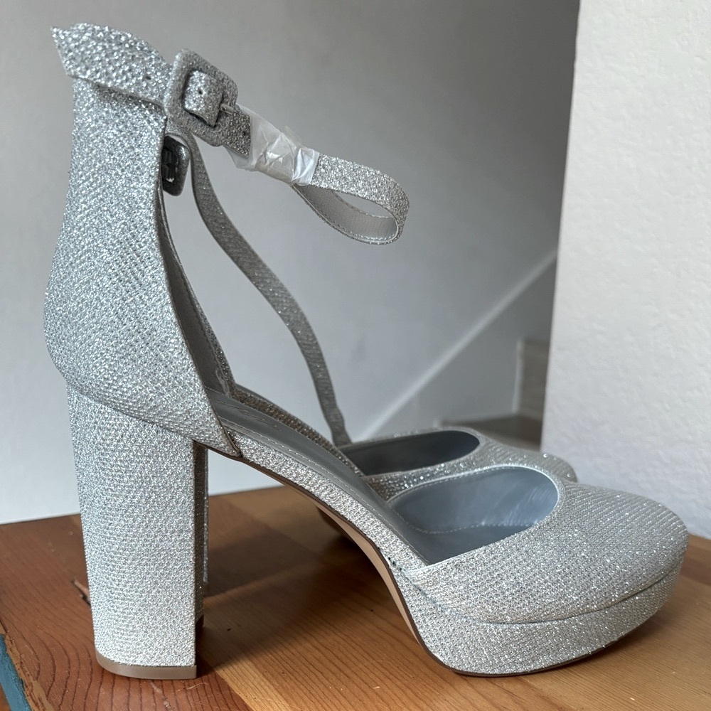 Silver Sparkly Glitter Heels 11